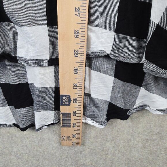 Terra & Sky Womens Button-Down Plaid Shirt Black & White Size 4X 100% Rayon - Picture 6 of 7